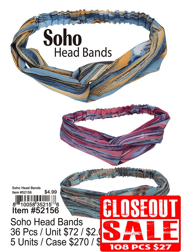 Soho Head Bands - Closeout 108 Pcs.